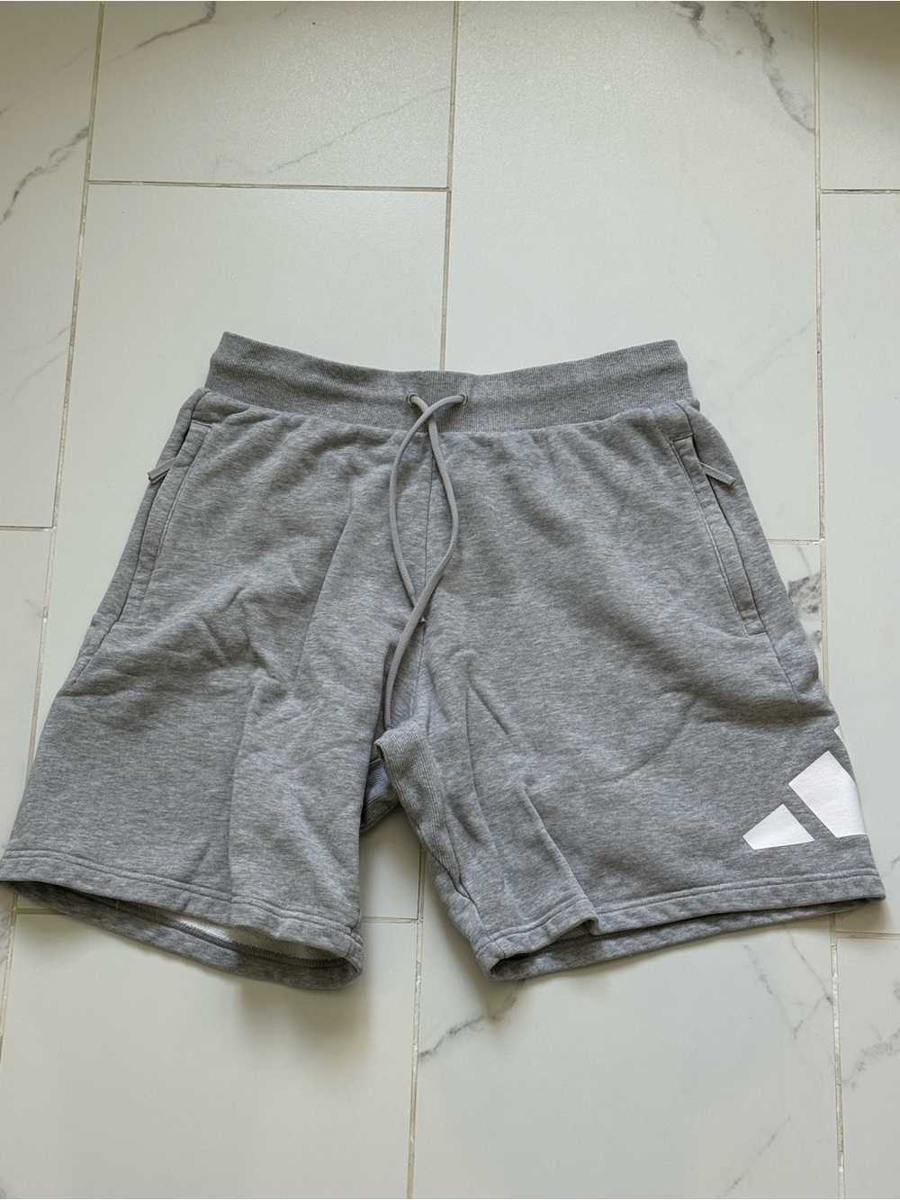 adidas Gray Athletic Shorts with White Logo